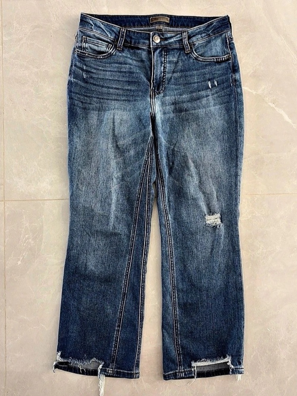 KUT from the Kloth Kelsey Fab Ab Ankle Flare Distressed Ankle Flare Blue Size 6